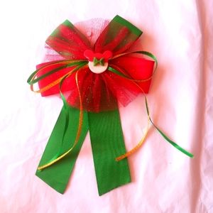 Christmas girls bow handmade ( box pink #1)